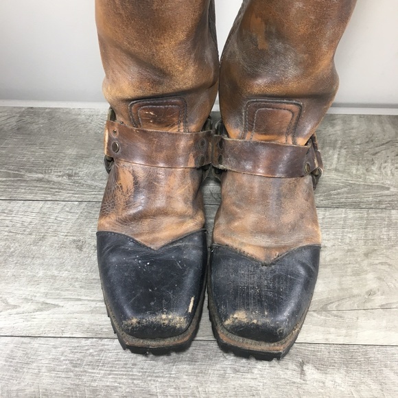 Frye Vintage Black Label Engineer Harness Motorcycle Leather Mens Moto Boots 8.5 - Picture 5 of 13